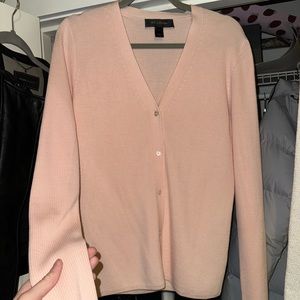 Pink St. John Ribbed Cardigan